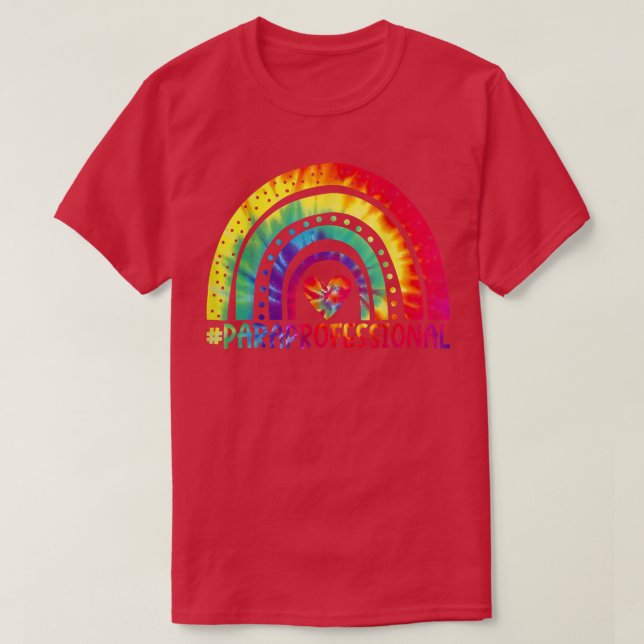 Camiseta Paraprofissional Para Esquadrão Tie Dye Rainbow Ba (Frente do Design)
