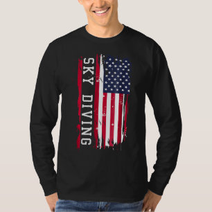 Camiseta Paraquedas de mergulho Patriótico no Céu do Skydiv