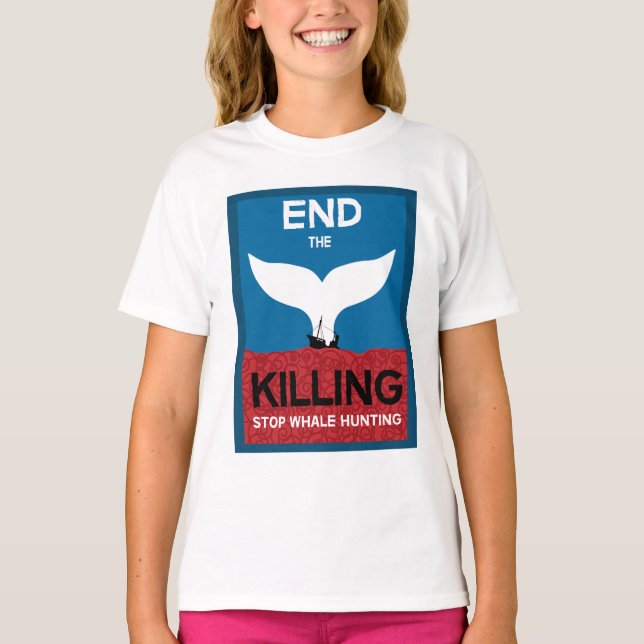 Camiseta Parar a caça à baleia | Proibição da proteção mari (Frente)