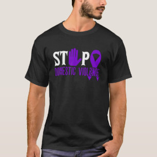 Camiseta Parar a violência doméstica Sensibilização púrpura