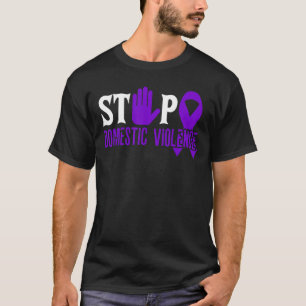 Camiseta Parar a violência doméstica Sensibilização púrpura