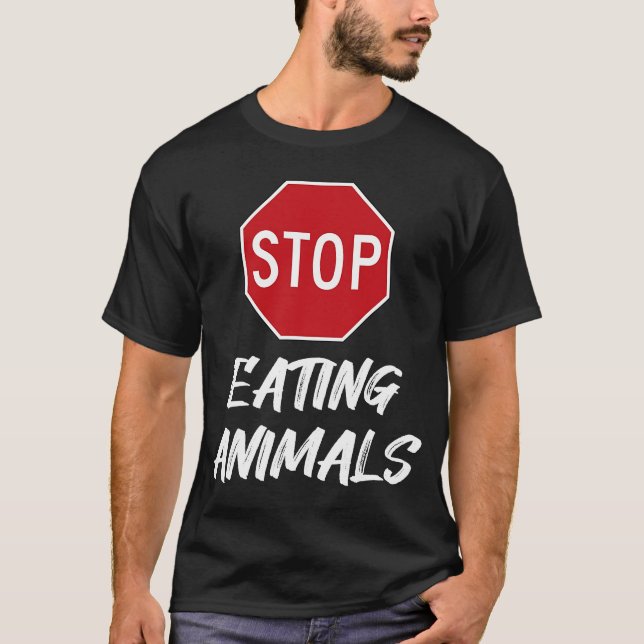 Camiseta Parar De Comer Animais Assinar Crueldade Vegetaria (Frente)