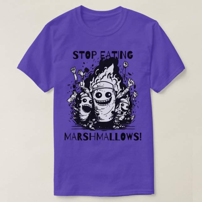 Camiseta Parar de Comer Protesto Marshmallows (Frente do Design)