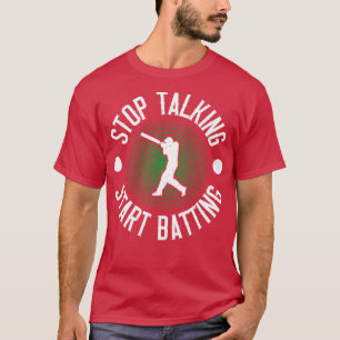 Camiseta Parar de Conversar Iniciar Lote Jogador de Críquet