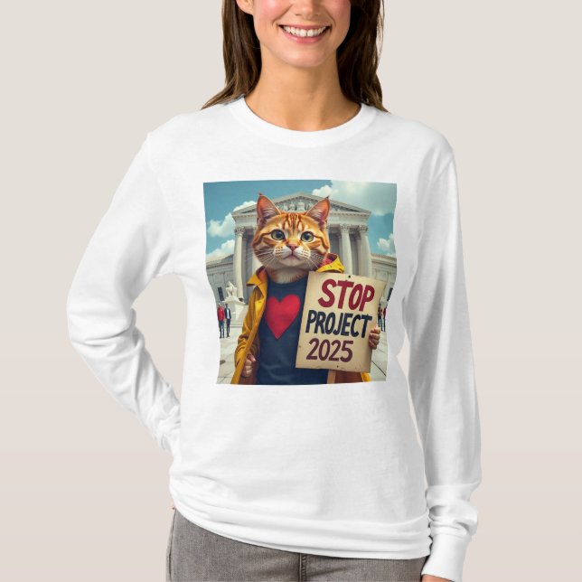 Camiseta Parar Gatos do Projeto 2025 (Frente)