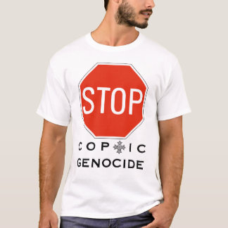 CAMISETA PARAR GENOCÍDIO COPTICO