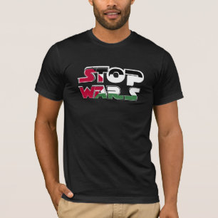 Camiseta Parar guerras Palestina Texto de sinalizador Typog
