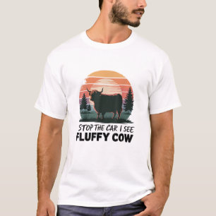 Camiseta Parar O Carro Ver Fluffy Cow Highland Cow Fazenda