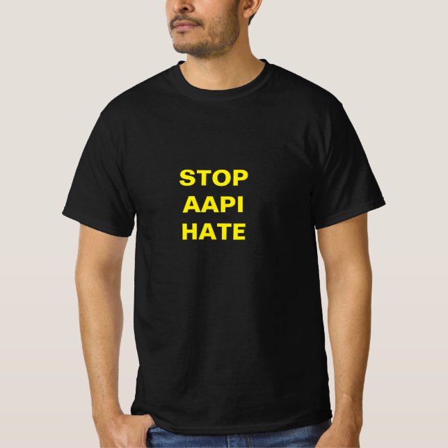 Camiseta Parar o ódio AAPI, letras amarelas (Frente)