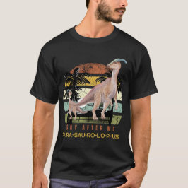 Camiseta Parasaurolophus Dinossaur Retro Vintage Sunset