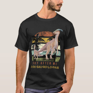 Camiseta Parasaurolophus Dinossaur Retro Vintage Sunset