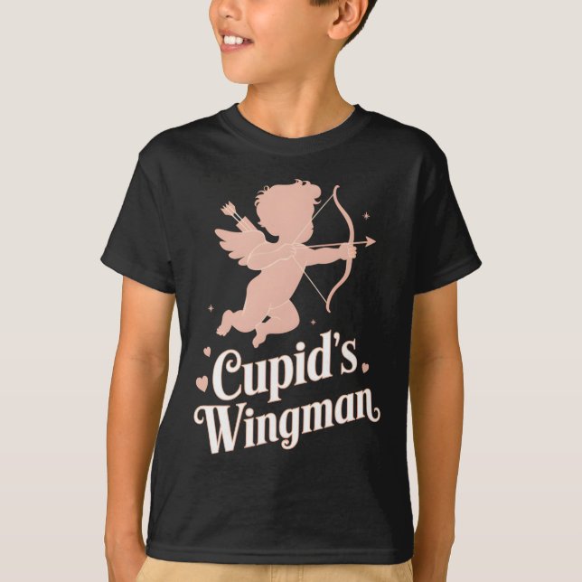 Camiseta Parceiro de Cupido Design de Anjo Engraçado do Dia (Frente)