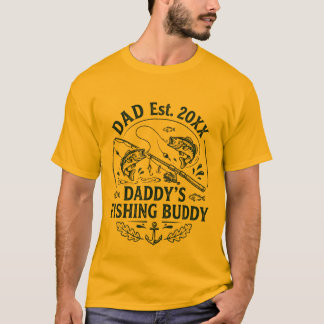Camiseta Parceiro de Pesca do Papai Personalizado Ano Estab