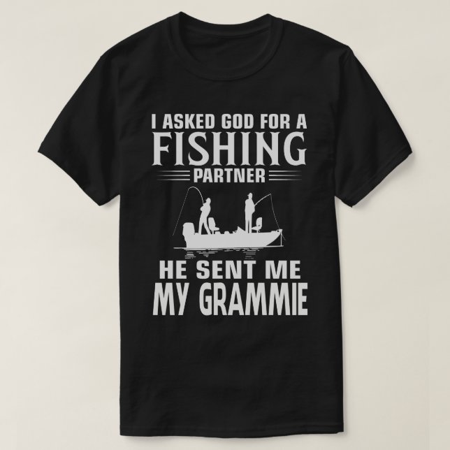 Camiseta Parceiro De Pesca Ele Me Enviou Minha GRAMMIE (Frente do Design)