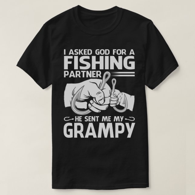 Camiseta Parceiro De Pesca Ele Me Enviou Minha GRAMPY (Frente do Design)