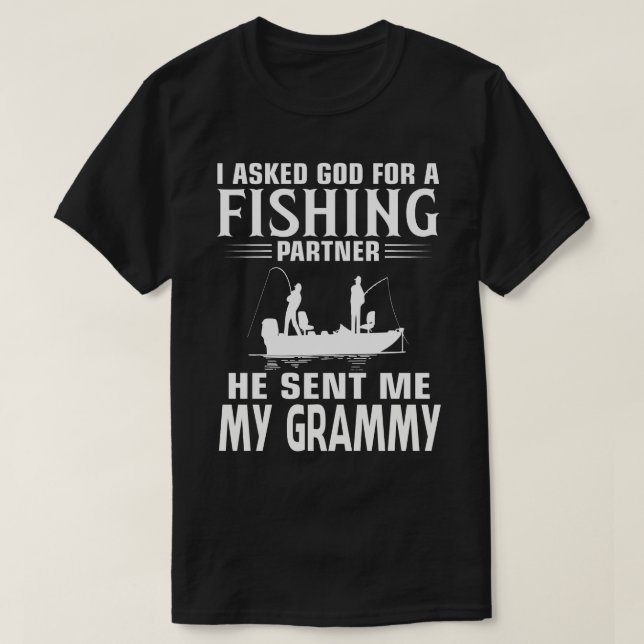 Camiseta Parceiro De Pesca Ele Me Enviou Minha GRAMY (Frente do Design)
