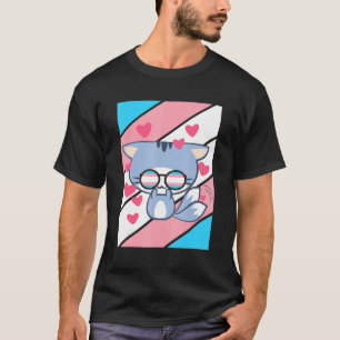 Camiseta Parceiro do Orgulho Gato Sinalizador Transgênero L