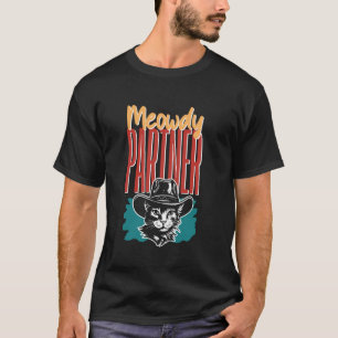 Camiseta Parceiro Gatinho Caubói Vintage Meowdy Como Vai Co