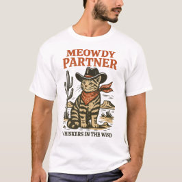 Camiseta Parceiro Meowboy - Design Ocidental Engraçado Gato