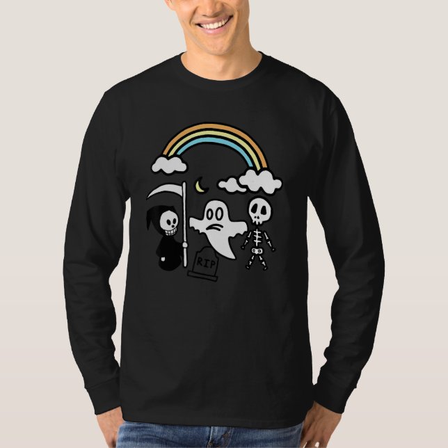 Camiseta Parceiros Assustadores Fantasma Ceifador Arco-Íris (Frente)