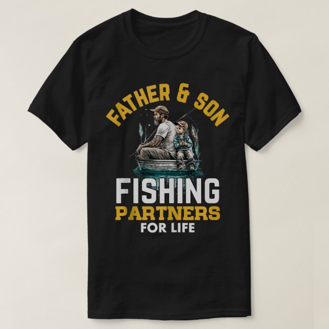 Camiseta Parceiros de pesca do Pai e do Filho para a pesca  (Frente do Design)