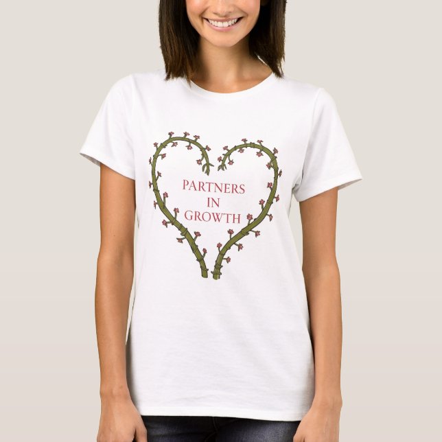 Camiseta Parceiros no Crescimento: Vinhas Florais Em Forma  (Frente)