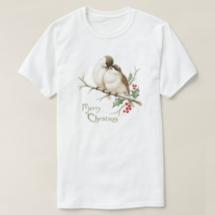 Camiseta Pardais num Ramo de Natal