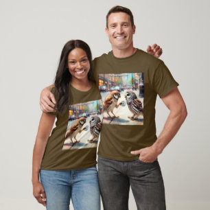 Camiseta Pardal Poupa uma Moeda para a Coruja. Ato de Bonda