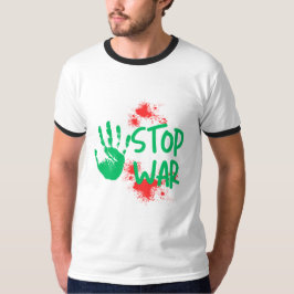 Camiseta Pare a Guerra – Desenho Gráfico Ousado de Mão Anti