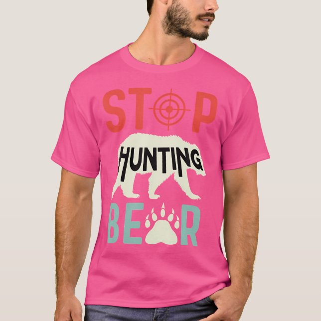 Camiseta Pare de Caçar Urso Defensor dos Animais (Frente)