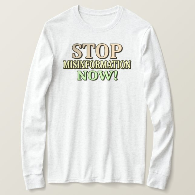 Camiseta "PARE DE DESINFORMAÇÃO" Design. Comprar Agora (Frente do Design)