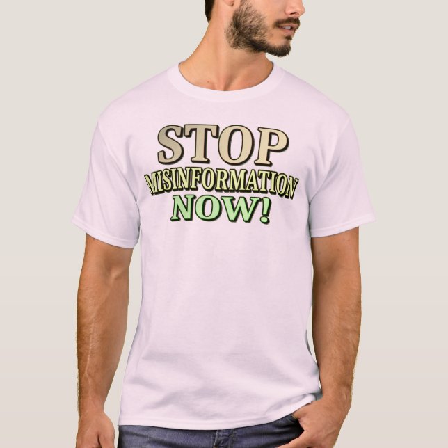 Camiseta "PARE DE DESINFORMAÇÃO" Design. Comprar Agora (Frente)
