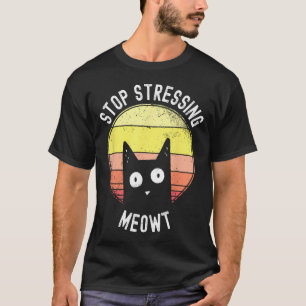 Camiseta Pare de Estressar Meowt Pun Vintage Pôr do Sol Ass