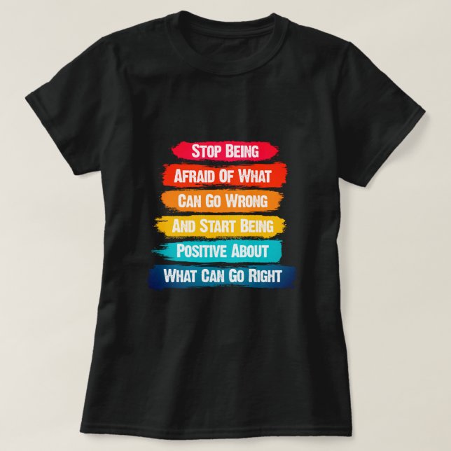 Camiseta Pare de ter medo de texto inspiracional (Frente do Design)