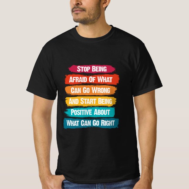 Camiseta Pare de ter medo de texto inspiracional (Frente)