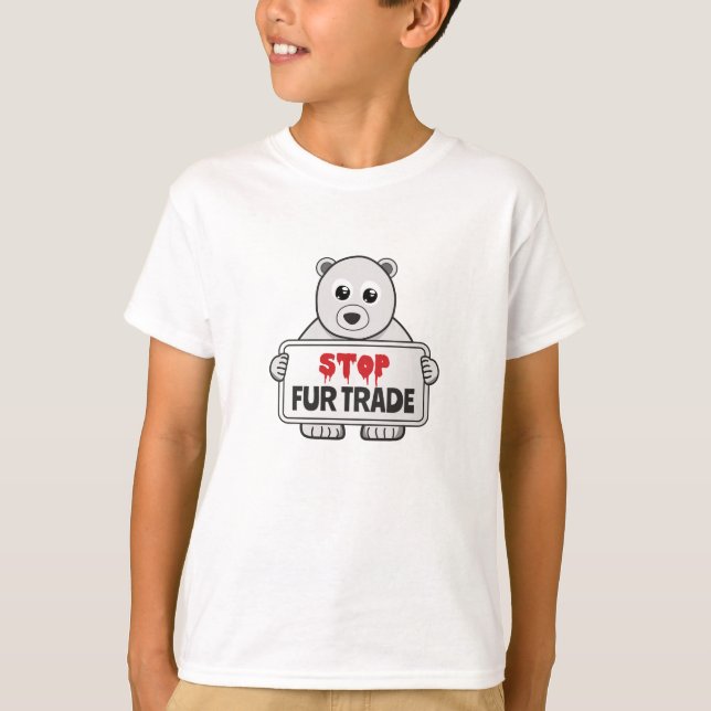 Camiseta Pare de trocar pelo urso polar triste (Frente)
