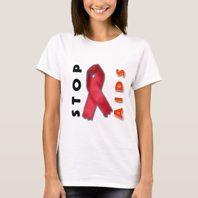 Camiseta Pare o AIDS (o lado) (Frente)