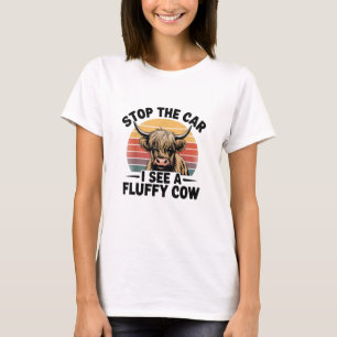 Camiseta Pare O Carro Eu Vejo Uma Vaca Engraçada Fluffy Na