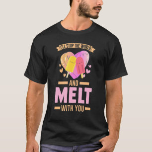 Camiseta Pare o mundo e derreta o trocadilho de Sorvete par