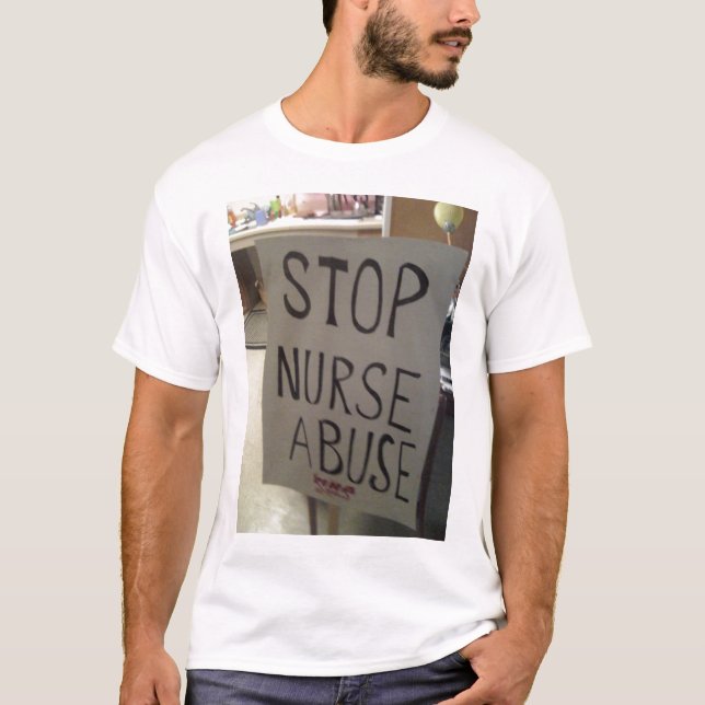 Camiseta Pare o t-shirt do abuso da enfermeira (Frente)