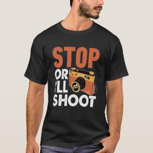 Camiseta Pare ou eu vou fotografar câmeras fotográficas