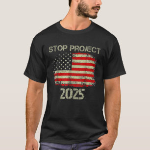 Camiseta Pare Projeto 2025 Trump 2024 Bandeira Americana 