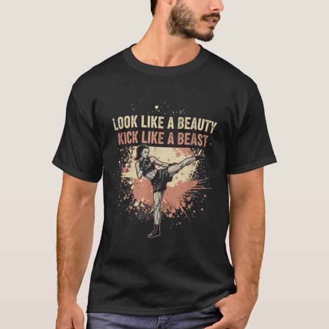 Camiseta Parece beleza chuta como kickboxing kickboxer (Frente)