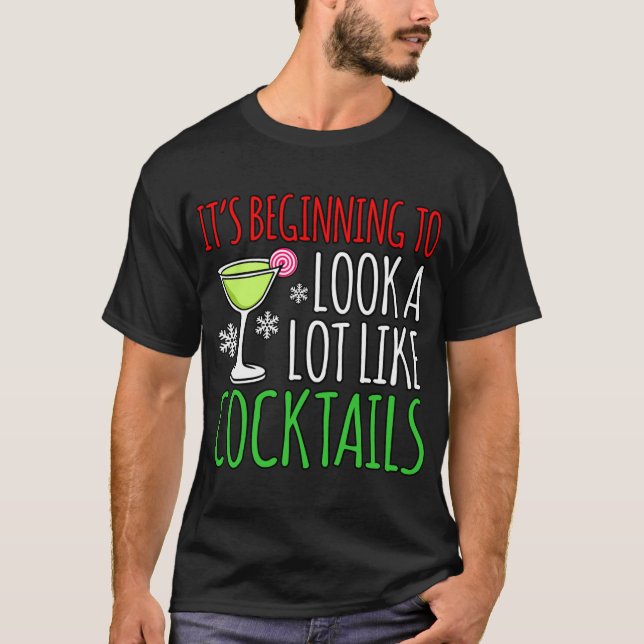 Camiseta Parece Cocktails Divertido Papais noeis de Natal F (Frente)