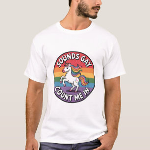 Camiseta Parece Gay Me Inclua Unicórnio Bandeira Arco-Íris