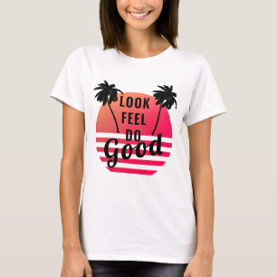 Camiseta Parecer Sentir Fazer Bom Verão Pôr do Sol Palmeira