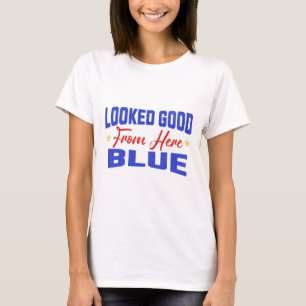 Camiseta Parecia Bem Daqui Azul Engraçado Softll Dia de Jog