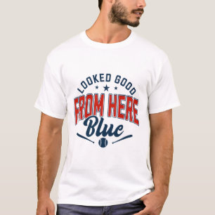 Camiseta Parecia Bom Daqui Azul Engraçado Softll Dia de Jog
