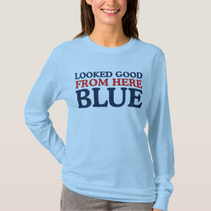 Camiseta Parecia Bom Daqui Azul Mãe de Beisebol Engraçada