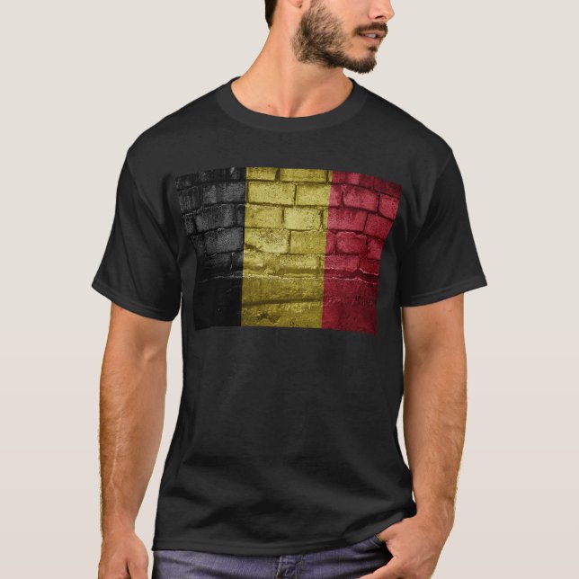 Camiseta Parede de bandeira da Bélgica (Frente)